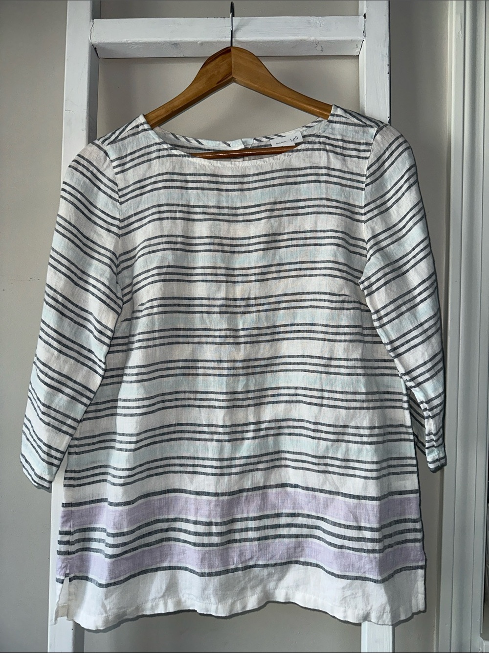J. Jill 100% Linen Striped Top